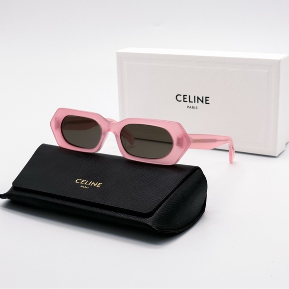 NEW CELINE CL40243I 72J SUNGLASSES GEOMETRIC PINK GREY WOMEN CELINE EYEWEAR - Picture 2 of 10